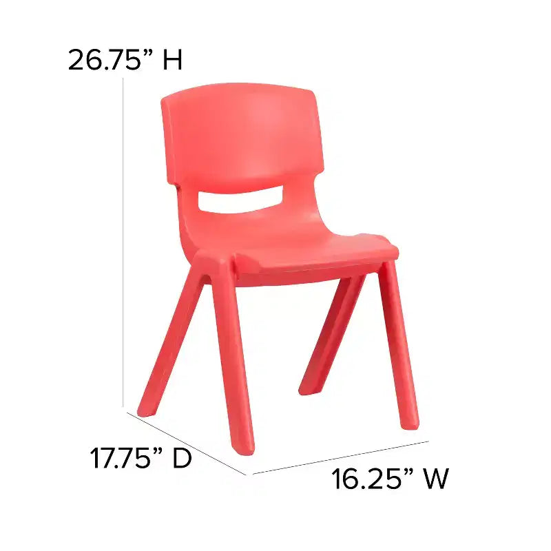 Sedia impilabile in plastica blu/verde/rossa per la scuola, set da 4, età 3-9 anni