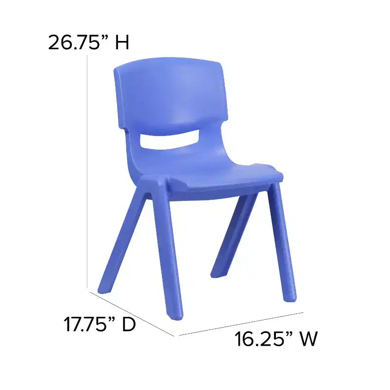 Sedia impilabile in plastica blu/verde/rossa per la scuola, set da 4, età 3-9 anni