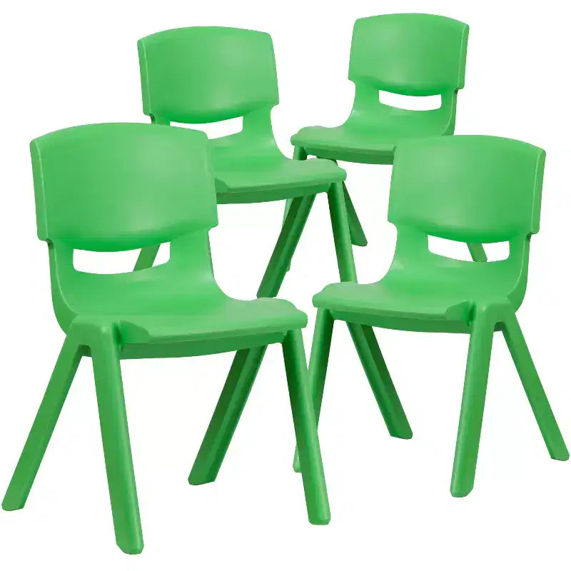 Emma and Oliver 4 Pack Plastic Stack School Chair with 15.5H Seat, 3rd-7th School Chair