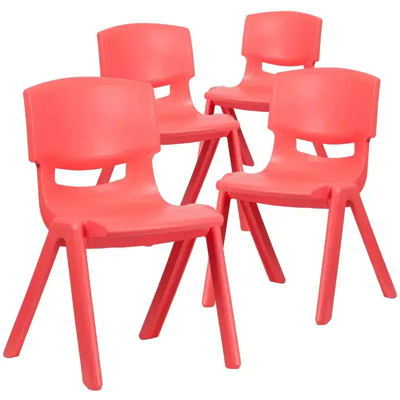 Sedia impilabile in plastica blu/verde/rossa per la scuola, set da 4, età 3-9 anni