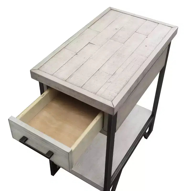 Tavolino con 1 cassetto rettangolare bianco antico / verde antico