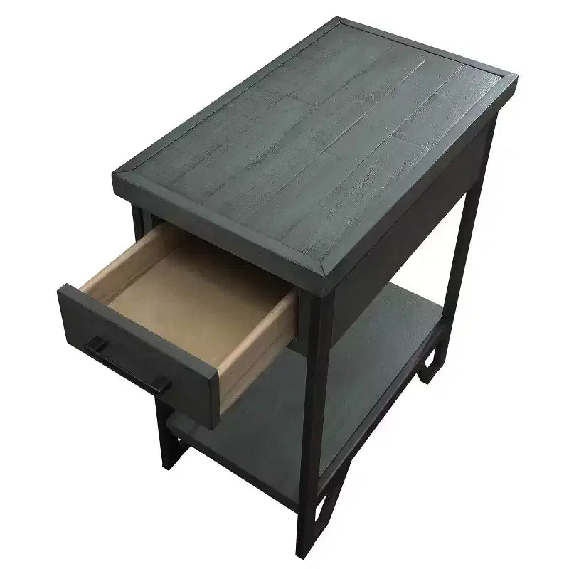 Tavolino con 1 cassetto rettangolare bianco antico / verde antico