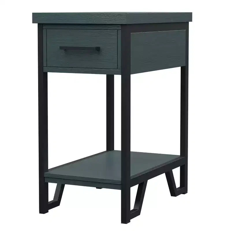 Tavolino con 1 cassetto rettangolare bianco antico / verde antico