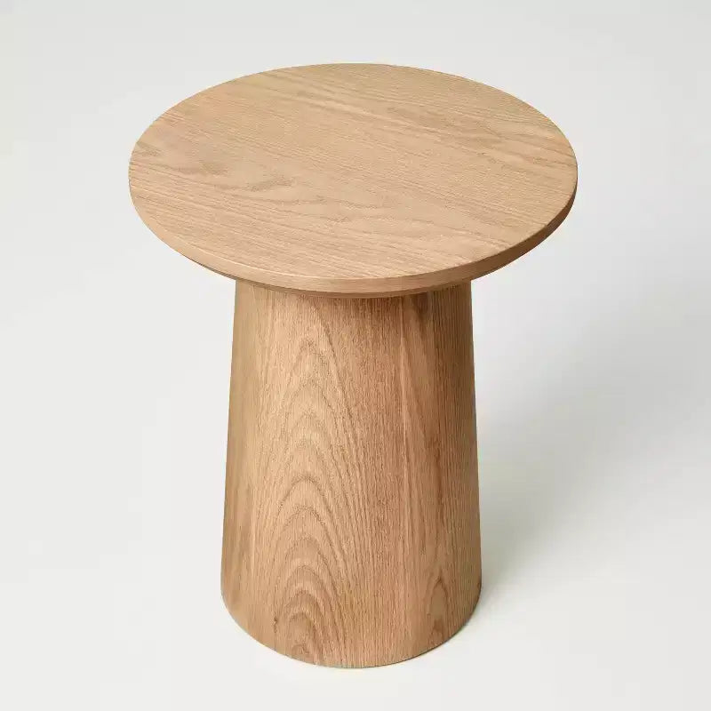 Tavolino da salotto rotondo con piedistallo beige, 1 posto