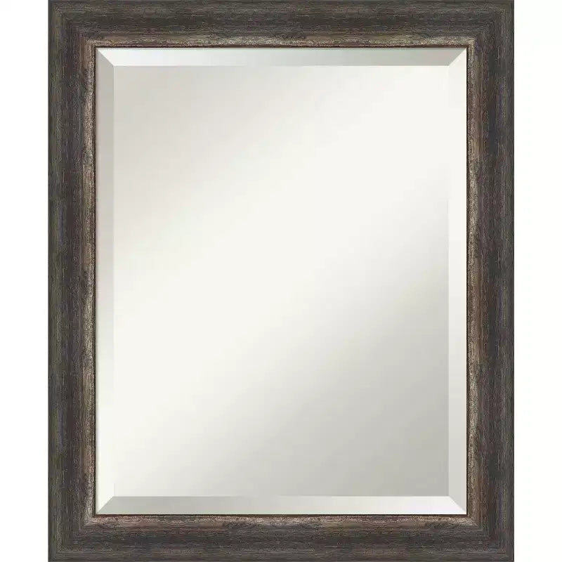 Bark Rustic Framed Bathroom Vanity Wall Mirror Charcoal - Amanti Art