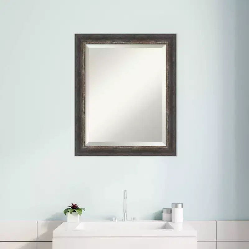 Specchio da parete rettangolare rustico con cornice color carbone, 1 persona