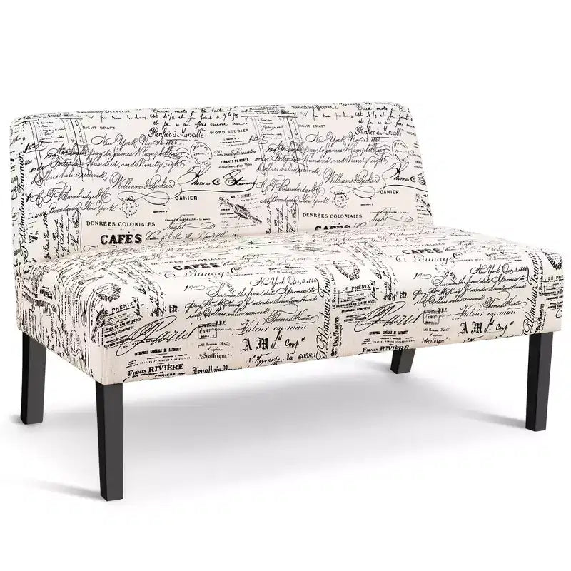 Costway Loveseat Sofa Fabric Settee Bench Bed Chair Wooden Leg Living Room
